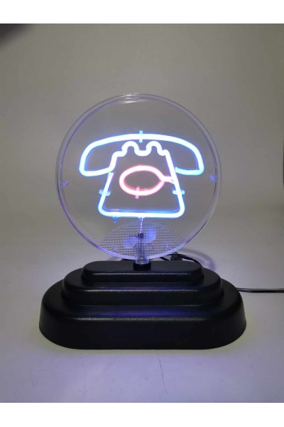 80s Fancy Neon Πινακίδα Τηλέφωνο 18x 15εκ.