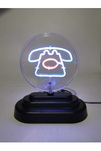 80s Fancy Neon Πινακίδα Τηλέφωνο 18x 15εκ.