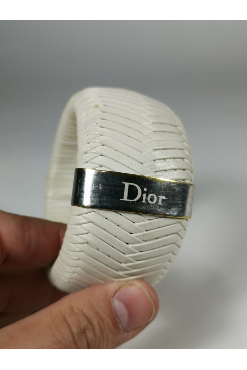 Christian Dior Λευκό Δερμάτινο Βραχιόλι