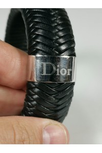 Christian Dior Μαύρο Δερμάτινο Βραχιόλι