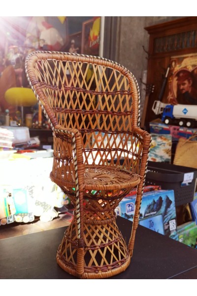 Vintage Μικρή Ψάθινη Καρέκλα Peacock 36εκ.