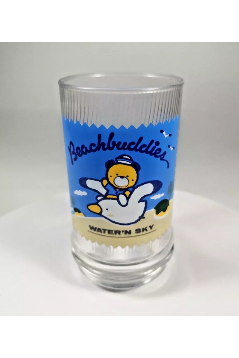80s Γυάλινο Ποτήρι Beach Buddies Water'n Sky  της Sanrio