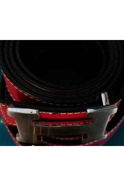 Unisex Κόκκινη Δερμάτινη Ζώνη HERMES