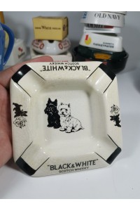 Black and White Vintage Διαφημιστικό Πορσελάνινο Τασάκι από Ουίσκι
