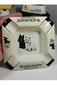 Black and White Vintage Διαφημιστικό Πορσελάνινο Τασάκι από Ουίσκι