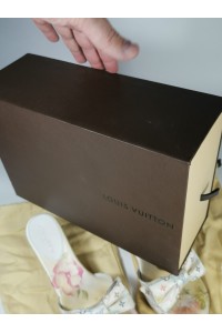 LOUIS VUITTON Λευκές Πολύχρωμες Σατέν Ξύλινες Γόβες Μέγεθος 37