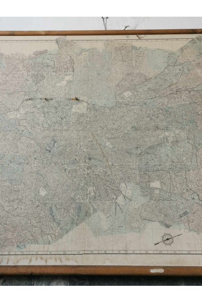 Vintage Μεγάλος Χάρτης με το Λεκανοπέδιο της Αθήνας