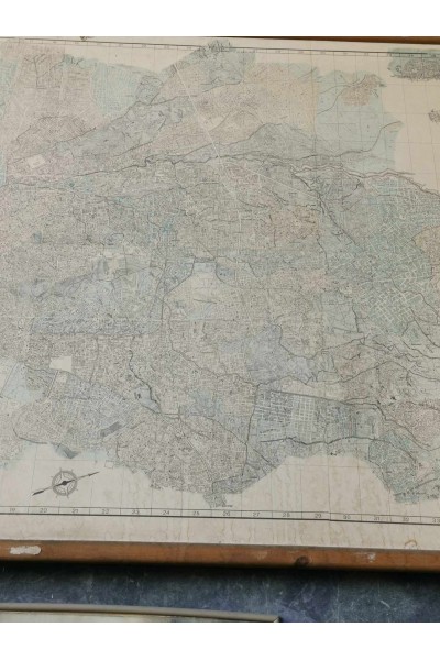 Vintage Μεγάλος Χάρτης με το Λεκανοπέδιο της Αθήνας