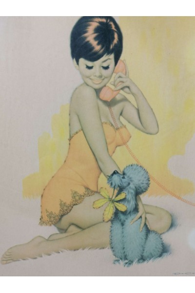 Archie Dickens 50s Pin Up Style Το Κορίτσι με το Σκυλί