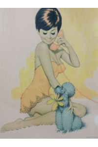 Archie Dickens 50s Pin Up Style Το Κορίτσι με το Σκυλί
