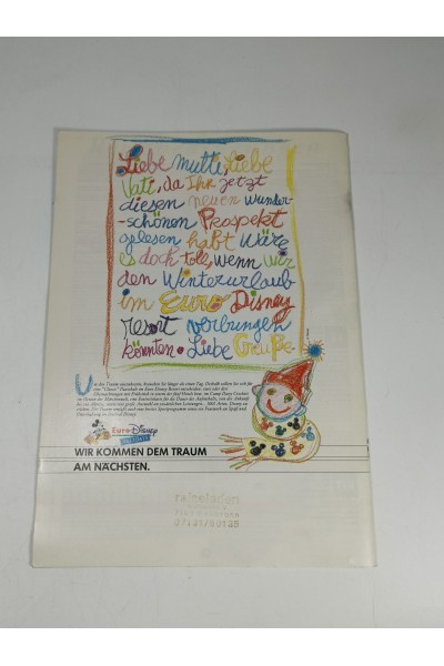 Euro Disney Holidays 1992-1993 Αυθεντικός Συλλεκτικός Οδηγός
