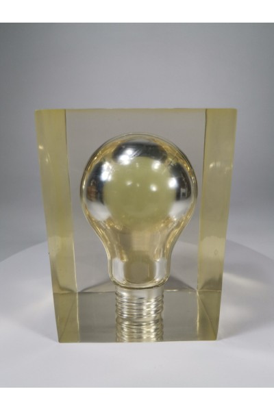 70s Γλυπτό Λάμπα από Πλεξιγκλάς Presse Papier Paperweight του Pierre Giraudon