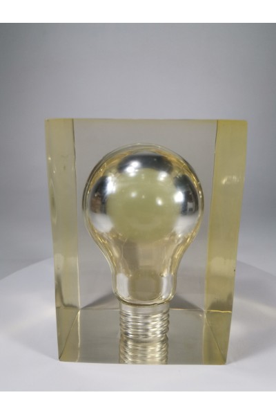 70s Γλυπτό Λάμπα από Πλεξιγκλάς Presse Papier Paperweight του Pierre Giraudon