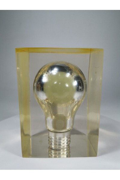 70s Γλυπτό Λάμπα από Πλεξιγκλάς Presse Papier Paperweight του Pierre Giraudon