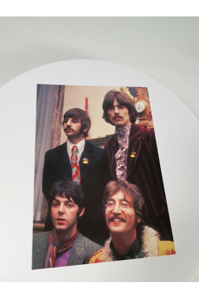Vintage Collectible Postcard The Beatles Psychedelic Era Look, Heroes Publishing