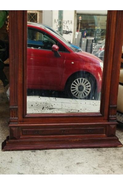 Αντίκα Καθρέφτης Τοίχου/Δαπέδου από Μαόνι Χειροποίητος, Ξύλινος, Αρχές 20ού αιώνα