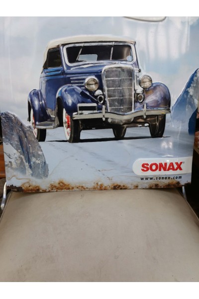 Rare SONAX Metal Advertising Sign with Classic Car