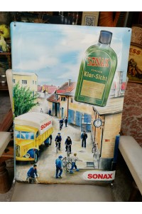 Vintage Συλλεκτική Πινακίδα SONAX Klar-Sicht με Ρετρό Εργοστασιακή Σκηνή