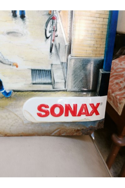 Vintage Συλλεκτική Πινακίδα SONAX Klar-Sicht με Ρετρό Εργοστασιακή Σκηνή