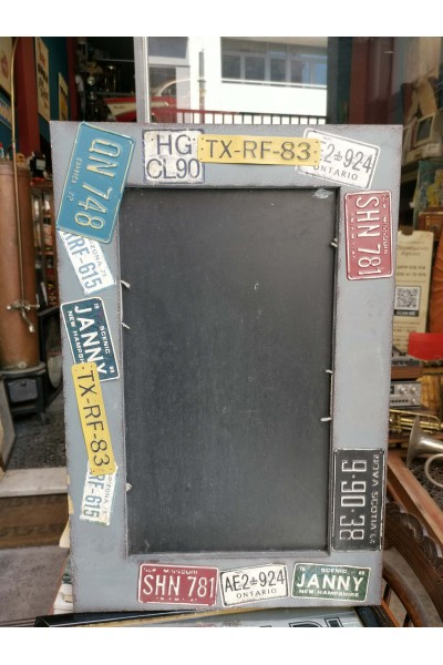 Vintage Decorative Blackboard Frame with Car License Plates