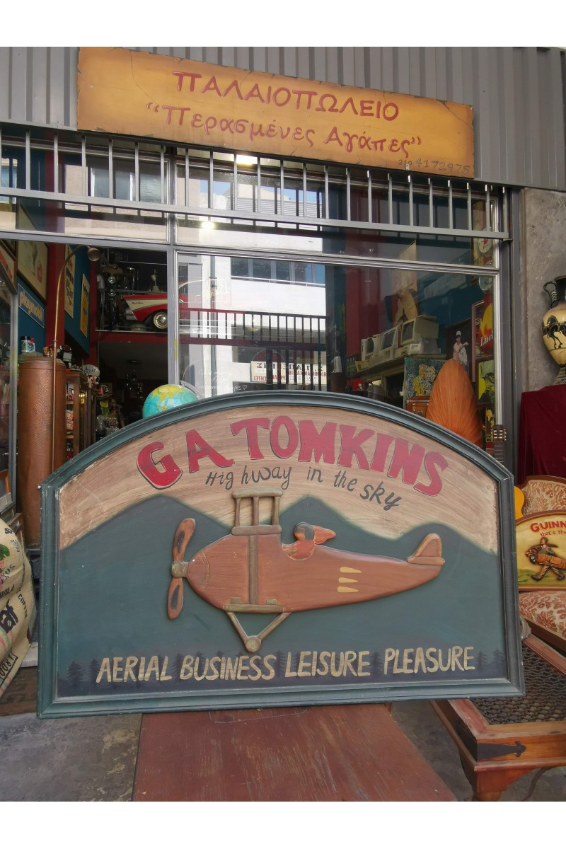 Ξύλινη Vintage Διαφημιστική Ταμπέλα G.A. Tomkins Aerial Business Leisure Pleasure