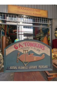 Wooden Vintage Advertising Sign G.A. Tomkins Aerial Business Leisure Pleasure