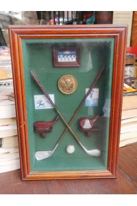 Vintage Decorative Display Case with Golf Miniatures
