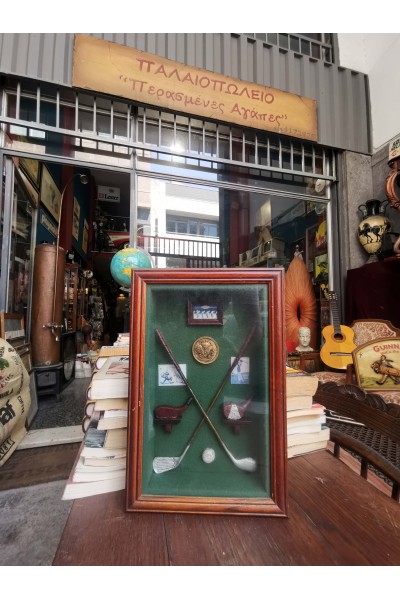 Vintage Decorative Display Case with Golf Miniatures