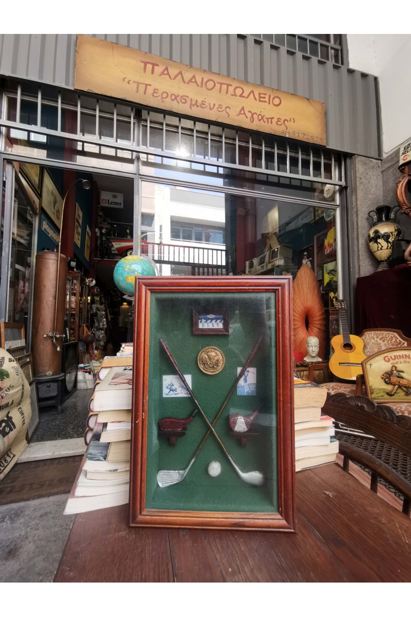 Vintage Decorative Display Case with Golf Miniatures