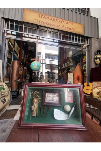 Vintage Decorative Display Case with Golf Miniatures