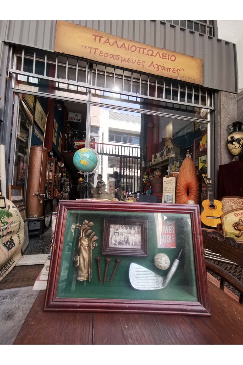 Vintage Decorative Display Case with Golf Miniatures