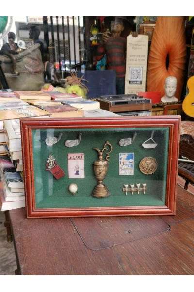Vintage Decorative Display Case with Golf Miniatures