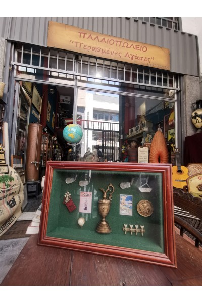 Vintage Διακοσμητική Κορνίζα με Μινιατούρες Γκολφ