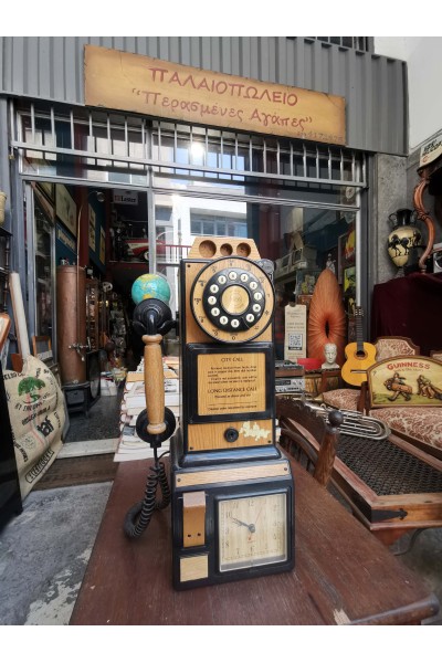 Vintage Decorative Wall Telephone with Clock