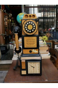 Vintage Decorative Wall Telephone with Clock