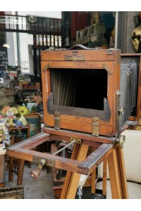 Antique Early 20th Century Wooden Photographic Camera with Tripod