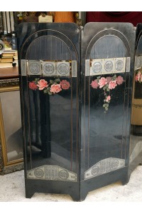 Vintage Art Deco Metal Screen with Flowers Bouquets and Metal Details