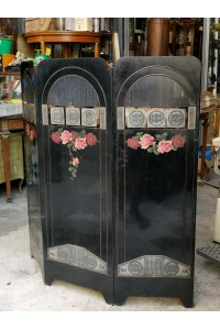Vintage Art Deco Metal Screen with Flowers Bouquets and Metal Details