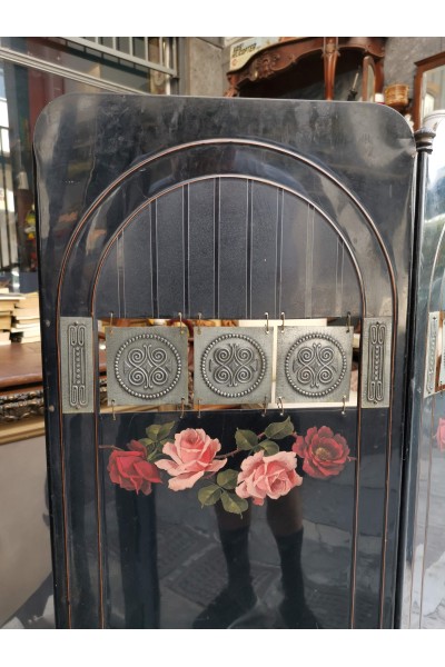 Vintage Μεταλλικό Παραβάν Art Deco με Λουλούδια και Μεταλλικές Λεπτομέρειες