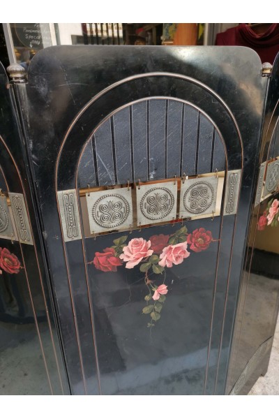 Vintage Art Deco Metal Screen with Flowers Bouquets and Metal Details