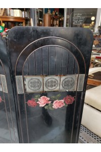 Vintage Art Deco Metal Screen with Flowers Bouquets and Metal Details