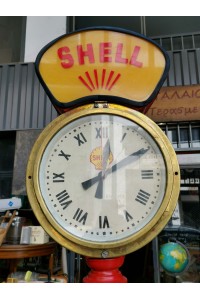 Vintage Electric Illuminated Floor Clock SHELL Double Sided Industrial Style