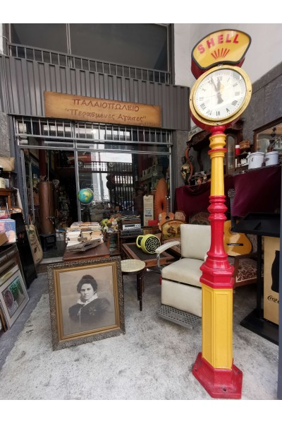 Vintage Electric Illuminated Floor Clock SHELL Double Sided Industrial Style