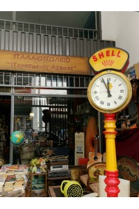 Vintage Electric Illuminated Floor Clock SHELL Double Sided Industrial Style