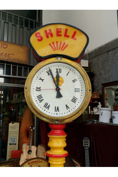 Vintage Electric Illuminated Floor Clock SHELL Double Sided Industrial Style
