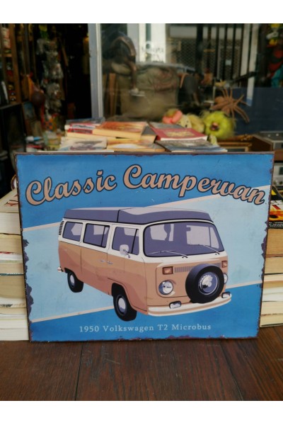 Vintage Metal Sign Volkswagen T2 Microbus 1950