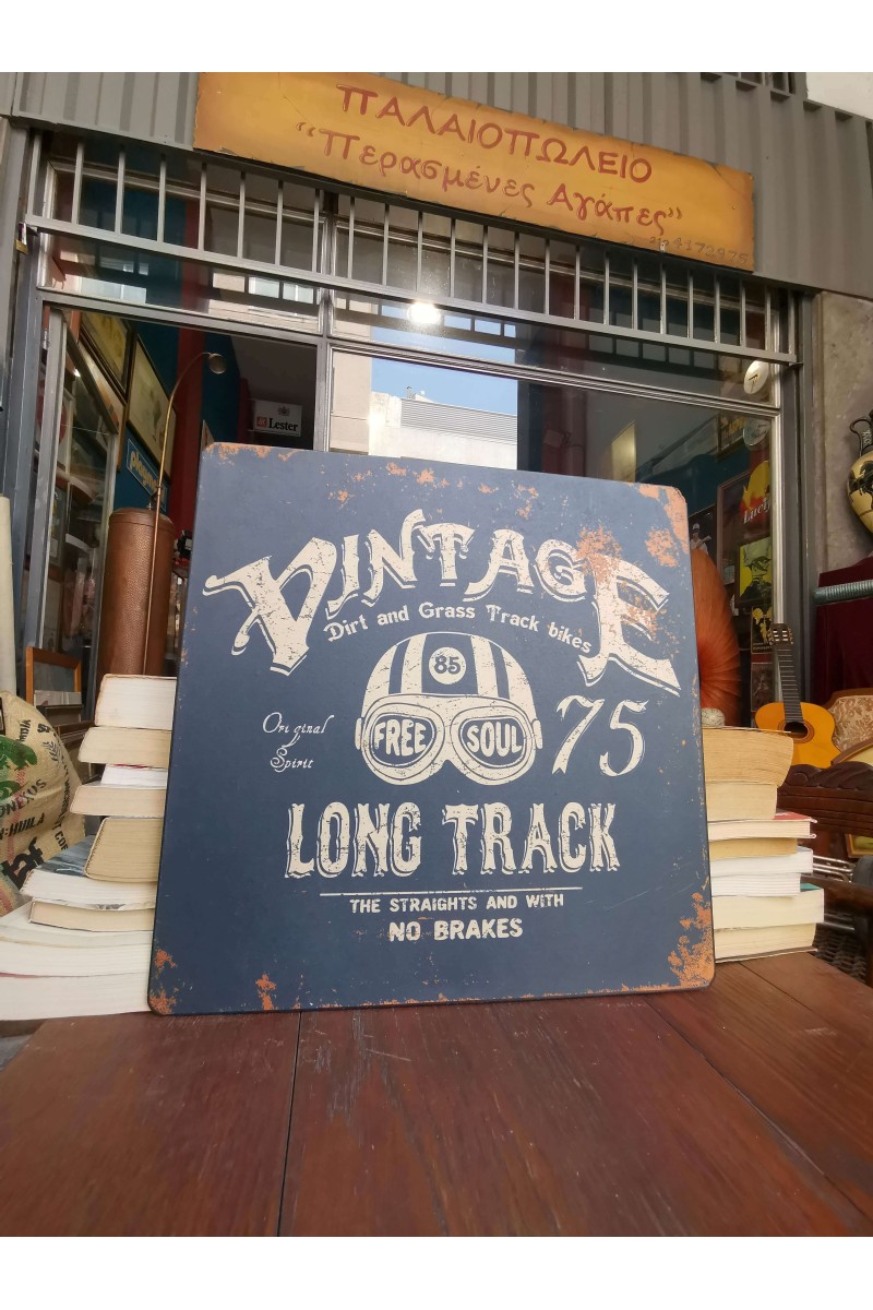 Μεταλλική Ρετρό Πινακίδα Μοτοσυκλέτας Vintage 30x30 εκ. με Distressed Look