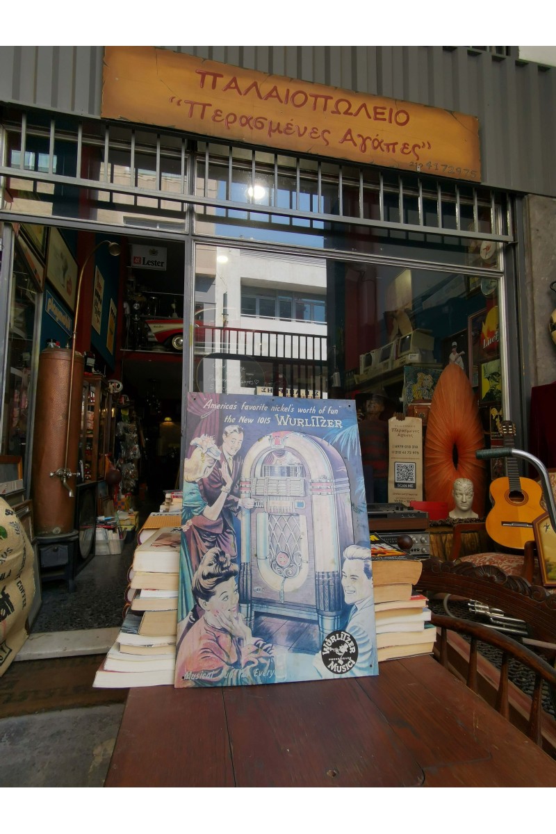 Vintage Μεταλλική Πινακίδα Wurlitzer Jukebox 1015, Ρετρό Διακόσμηση
