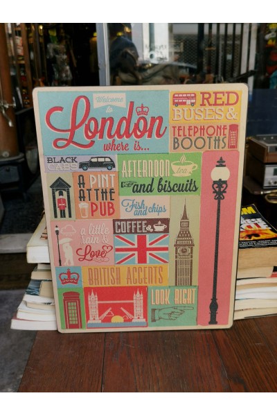 Vintage Metal Sign Welcome to London