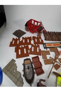 Vintage Σετ Playmobil με Κομμάτια από Western Fort Union Φιγούρες, Άμαξα, Ζώα & Αξεσουάρ